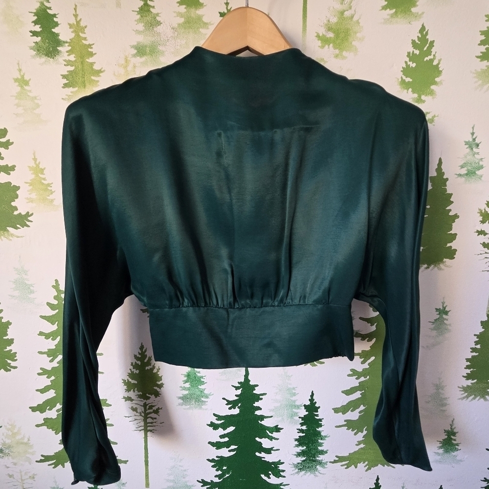 Zara Womens Open Back Long Sleeve Crop Top